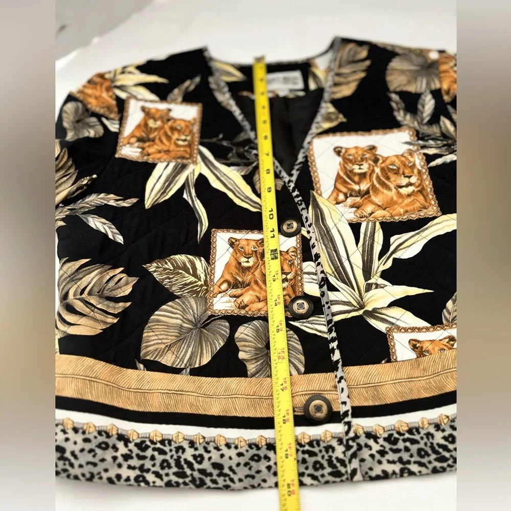 VTG NANCY BOLEN “CITY GIRL” LINE JUNGLE FOLIAGE PRINT LIONS & LEOPARDS SZ 10 - Picture 9 of 13